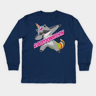 Raccoonicorn Unicorn Raccoon Dabbing Kids Long Sleeve T-Shirt